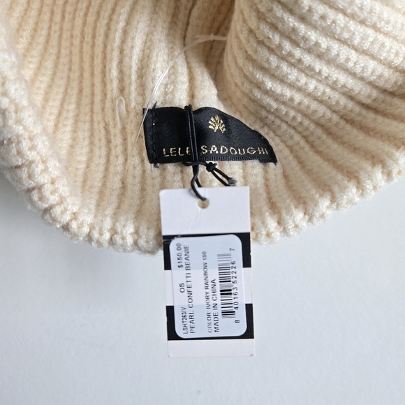 New Lele Sadoughi Pearl Confetti Beanie Hat NWT main image 9